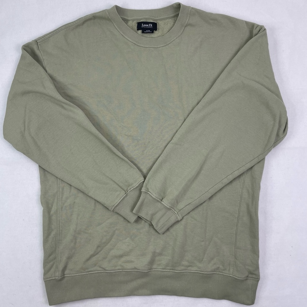 Mens Loose Fit Cotton On Garments Green Crew Neck Sweater Size Medium